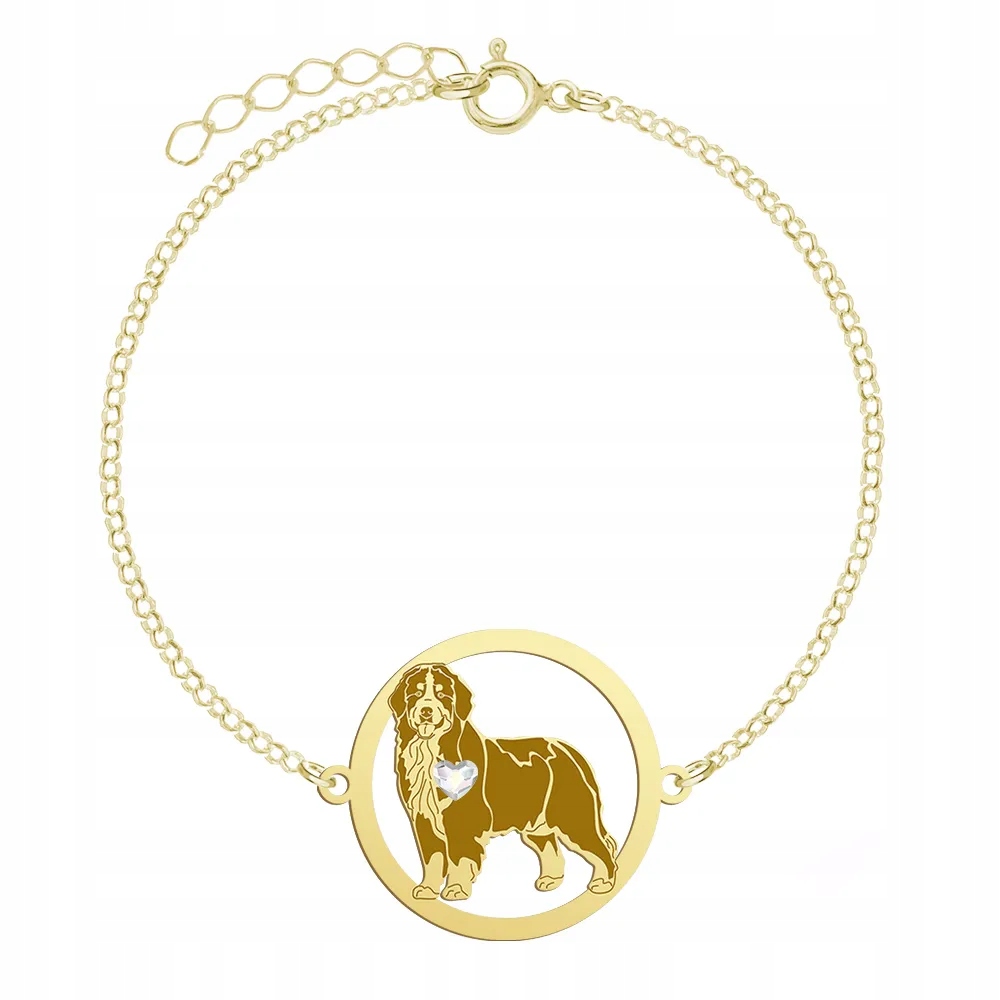 Zlatý náramek Bernský salašnický pes 925 Dárek Gravírování Bonus