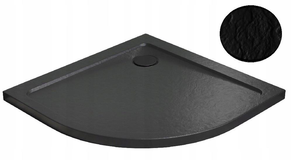 Brodzik półokrągły Doros A 80x80 Stone Czarny Radaway