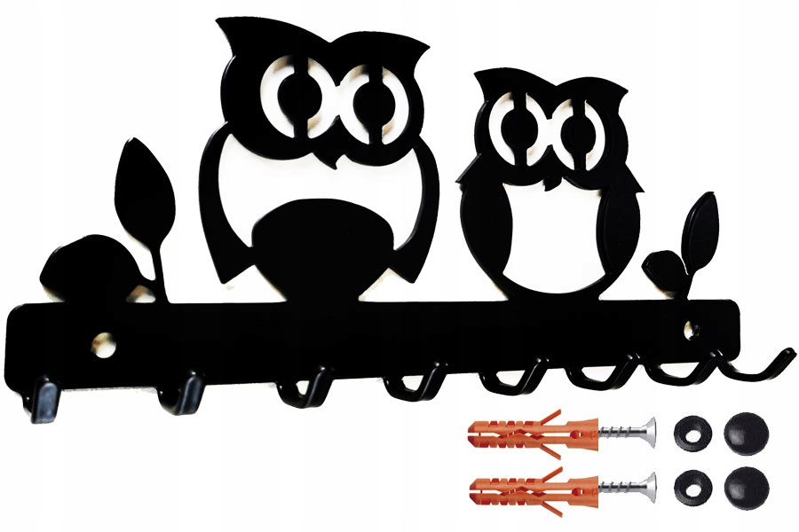 

Wieszak do przedpokoju Sowy na klucze 5 zawieszek