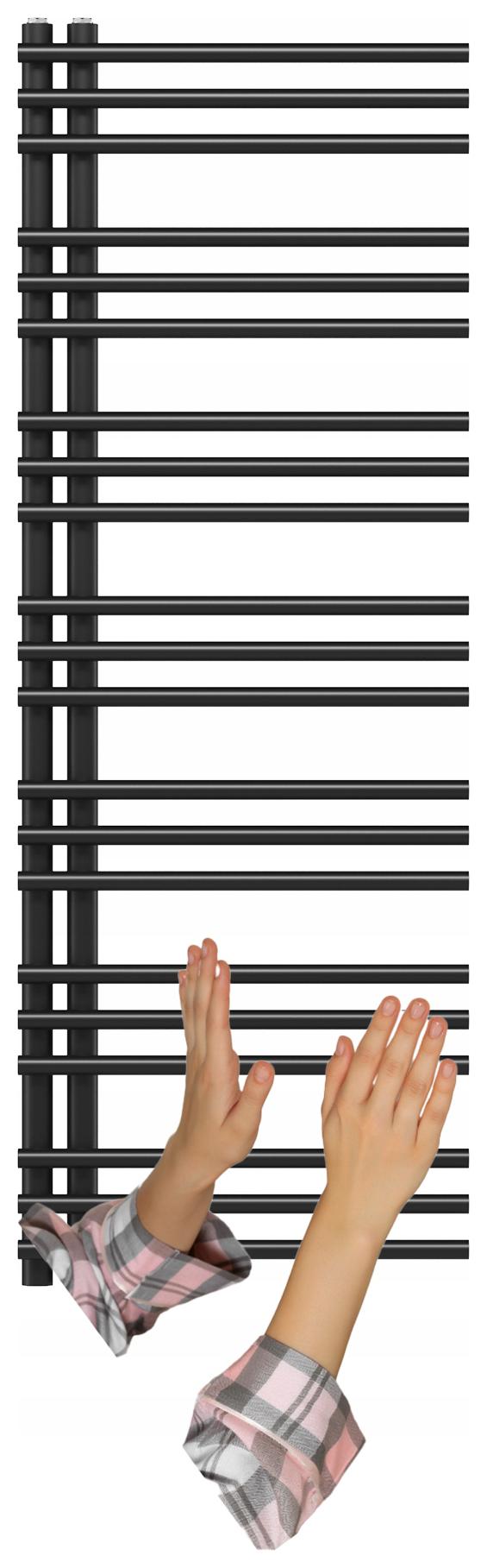 Koupelnový Radiátor Černý Žebříkový 140x50 cm Moderní Otopné Těleso Milo