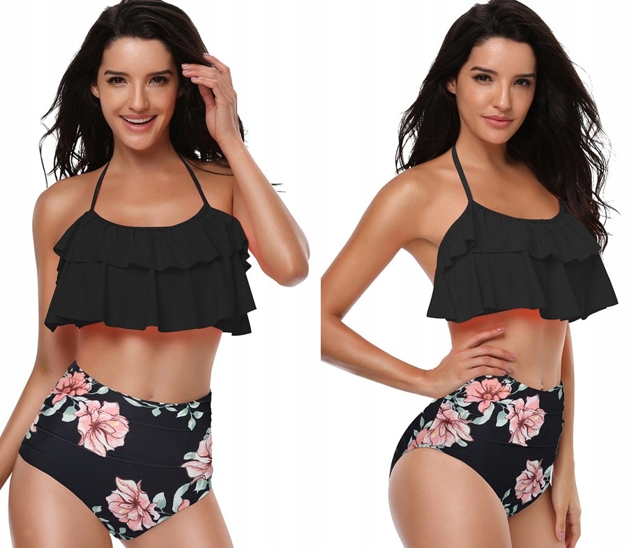 STRÓJ KĄPIELOWY BIKINI FALBANKA ZAKRYWAJCY WYSOKI STAN MAJTEK / M Marka Inna marka
