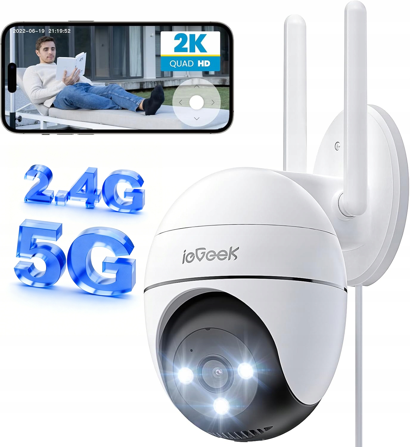 Kamera Wifi Ip Smart Venkovní Otočná 2K 3MPx 1296P 4x Zoom Detekce