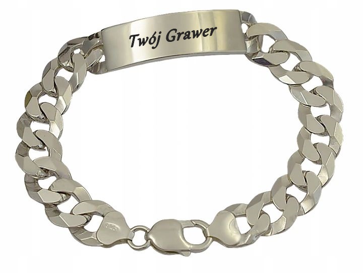 Stříbrný Plný Pánský Náramek Pancíř S Plechem Ryzost 925 Gravírování Bonus