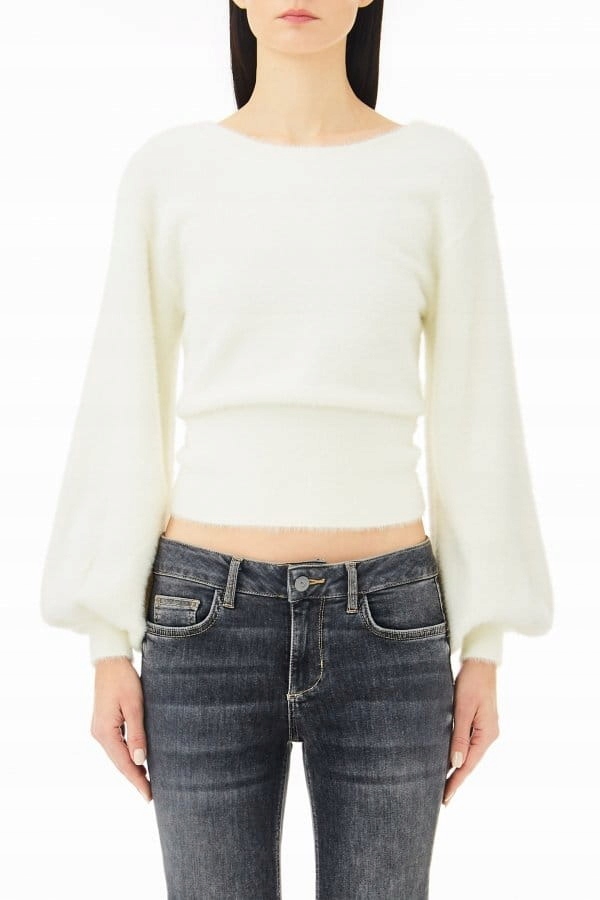 Liu Jo Ecru Svetr S Odhalenými Zády (L)