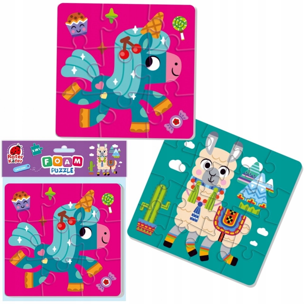 MIĘKKIE PUZZLE PIANKOWE 2W1 LAMA JEDNOROŻEC ROTER KAFER