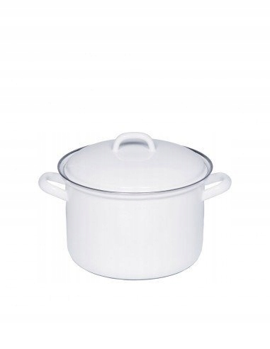 Hrniec Vysoký Emalovaný s krytom 1.5 l 16 cm Indukcia Umývačka riadu Riess Biela