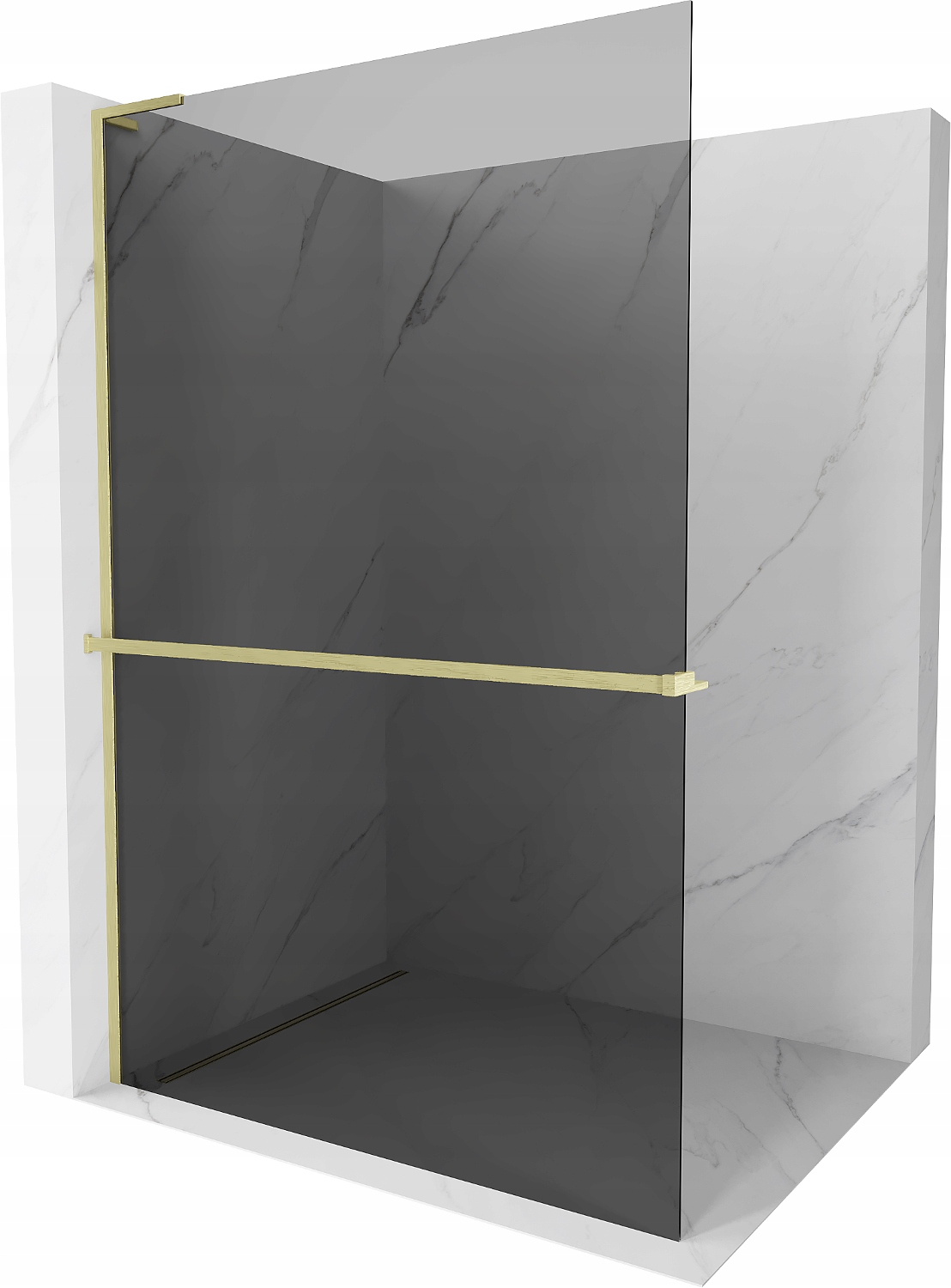Mexen Kioto+ L Walk-in sprchová stena, grafit, zlatý kartáčovaný, 110x200 c