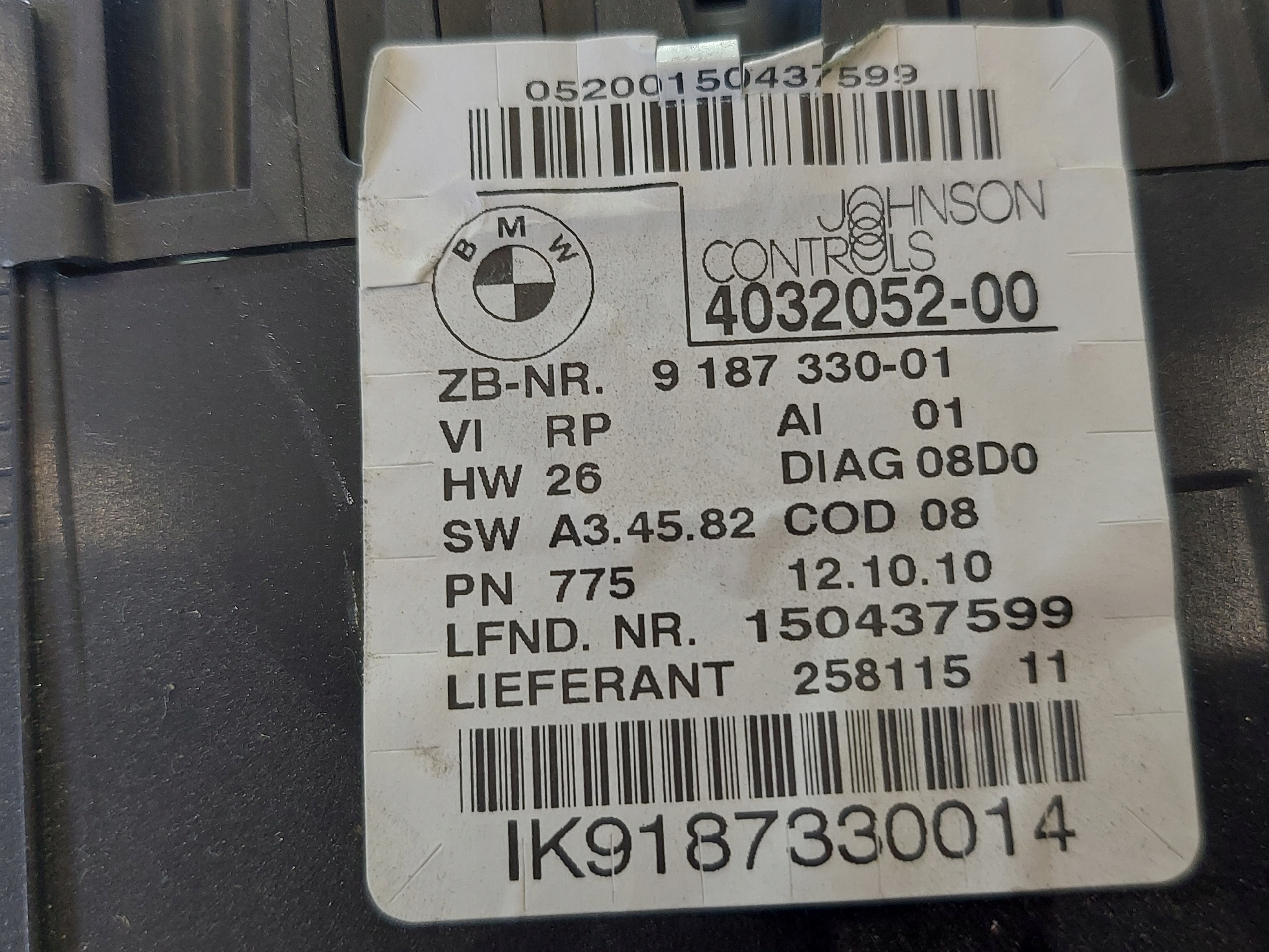 dials clock BMW 1 118D E87 403205200