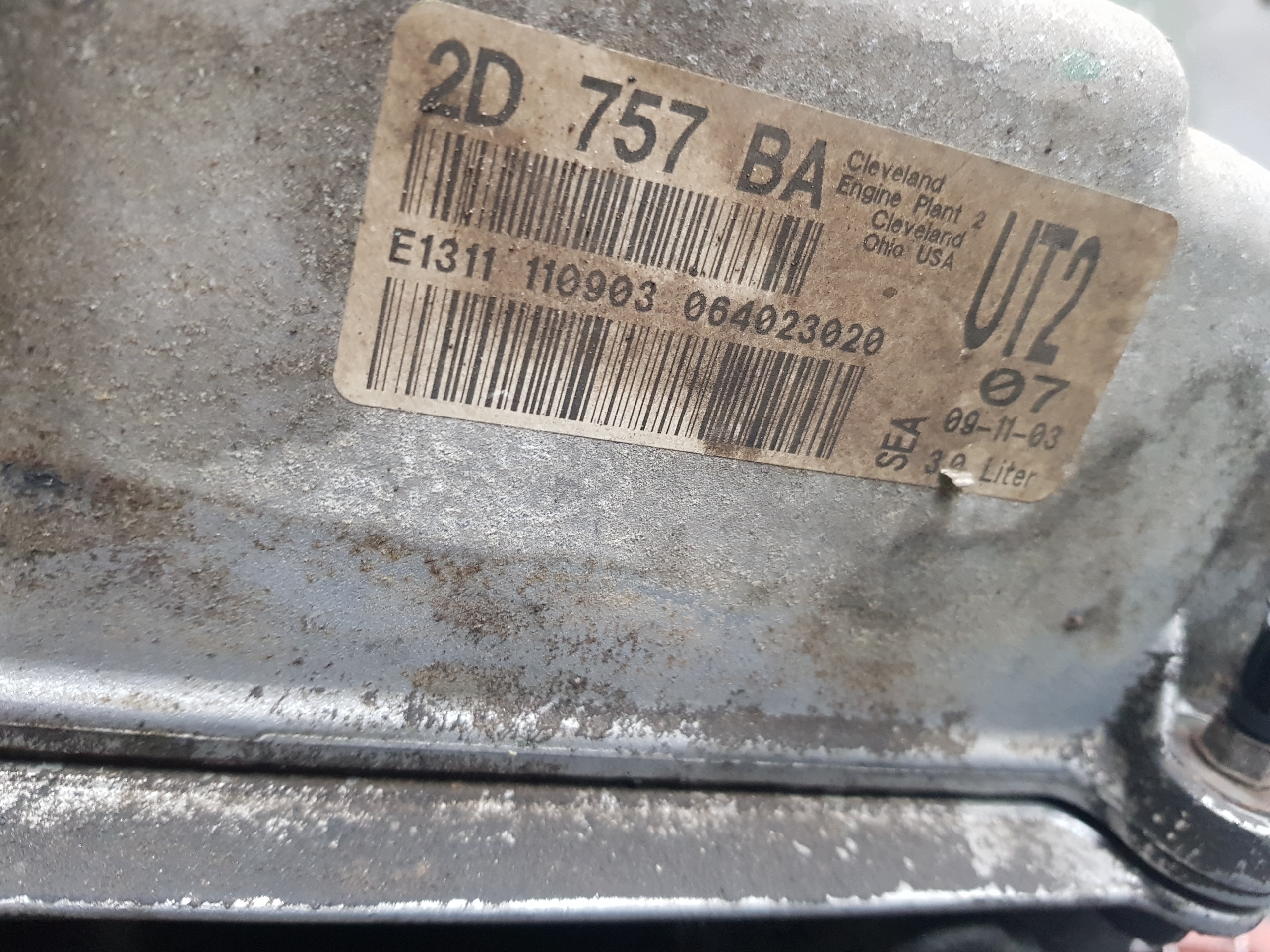 engine petrol FORD MONDEO MK 3 2D757BA