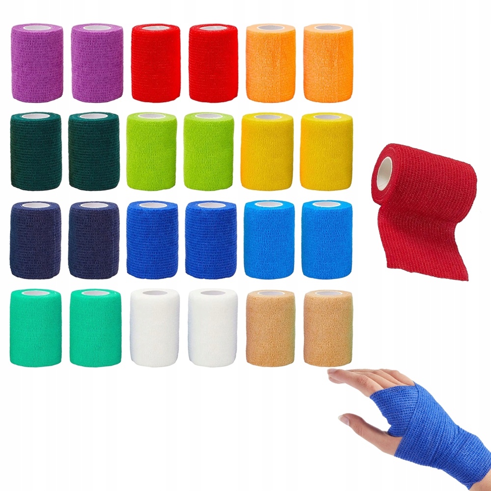 24SZT Bandaż Kohezyjny Samoprzylepny Elastyczny Różne 7.5CMX4.5M