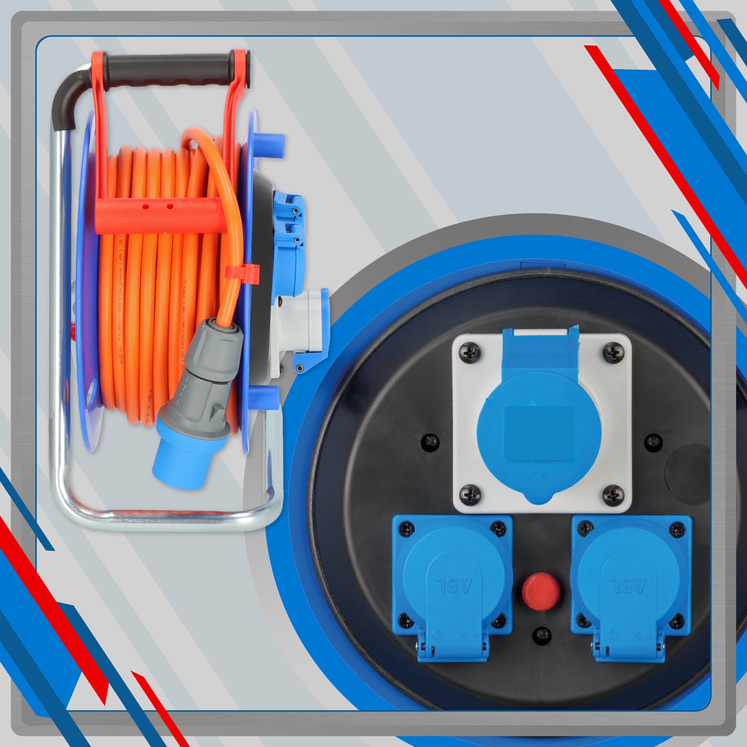 Przedłużacz bębnowy kepingowy CEE 25m 3x2,5 Liczba gniazdek 3 szt.