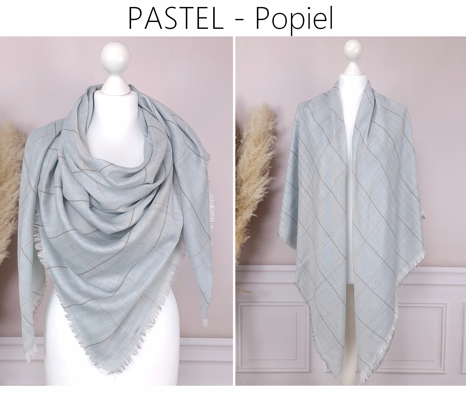 Duża CHUSTA PASTELOWA APASZKA szal pareo szalik WIOSENNA - 20 KOLORÓW Wzór dominujący bez wzoru