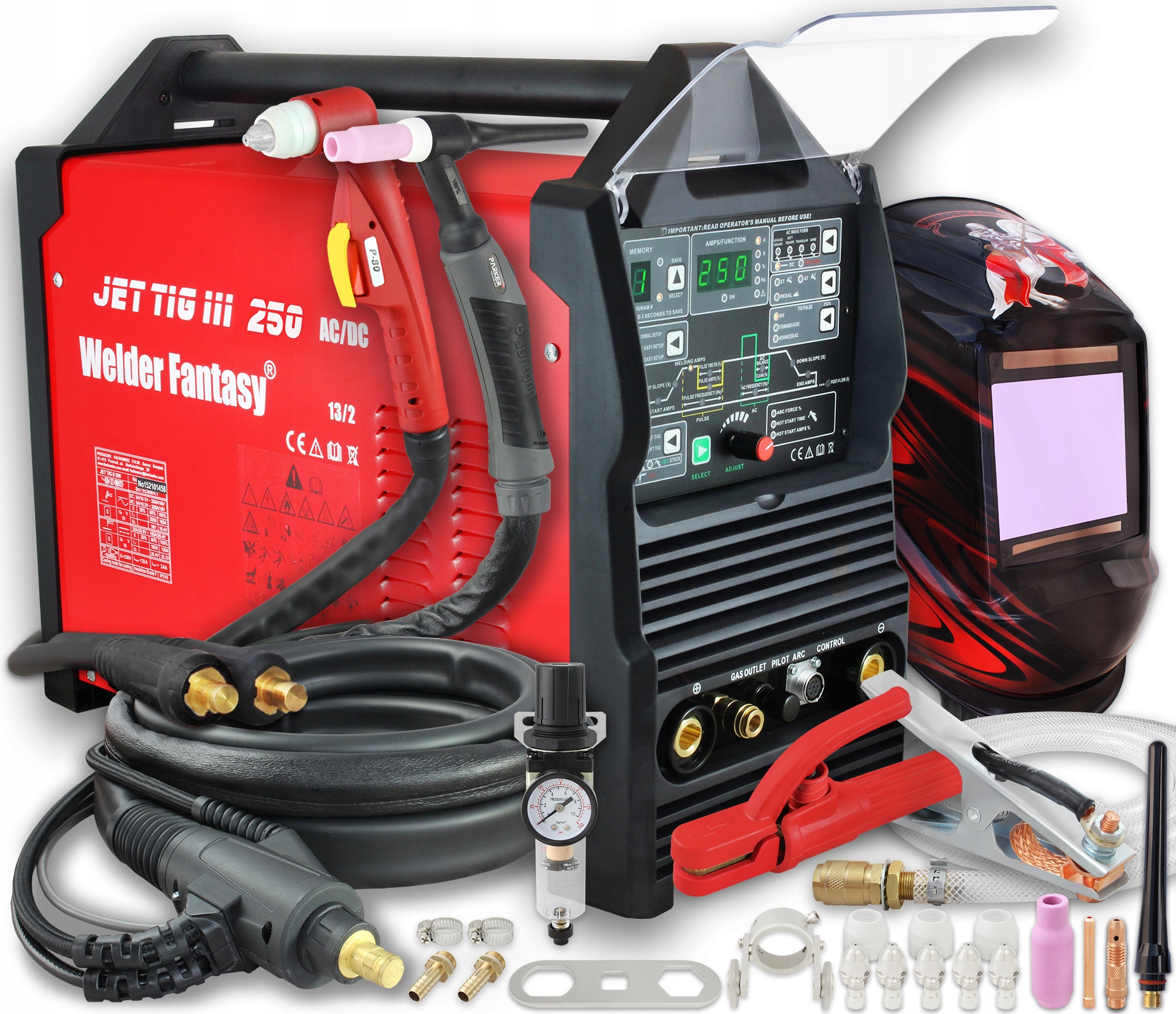 Tig плазмовий зварювальний апарат JET III 250 AC / DC маска 3037
