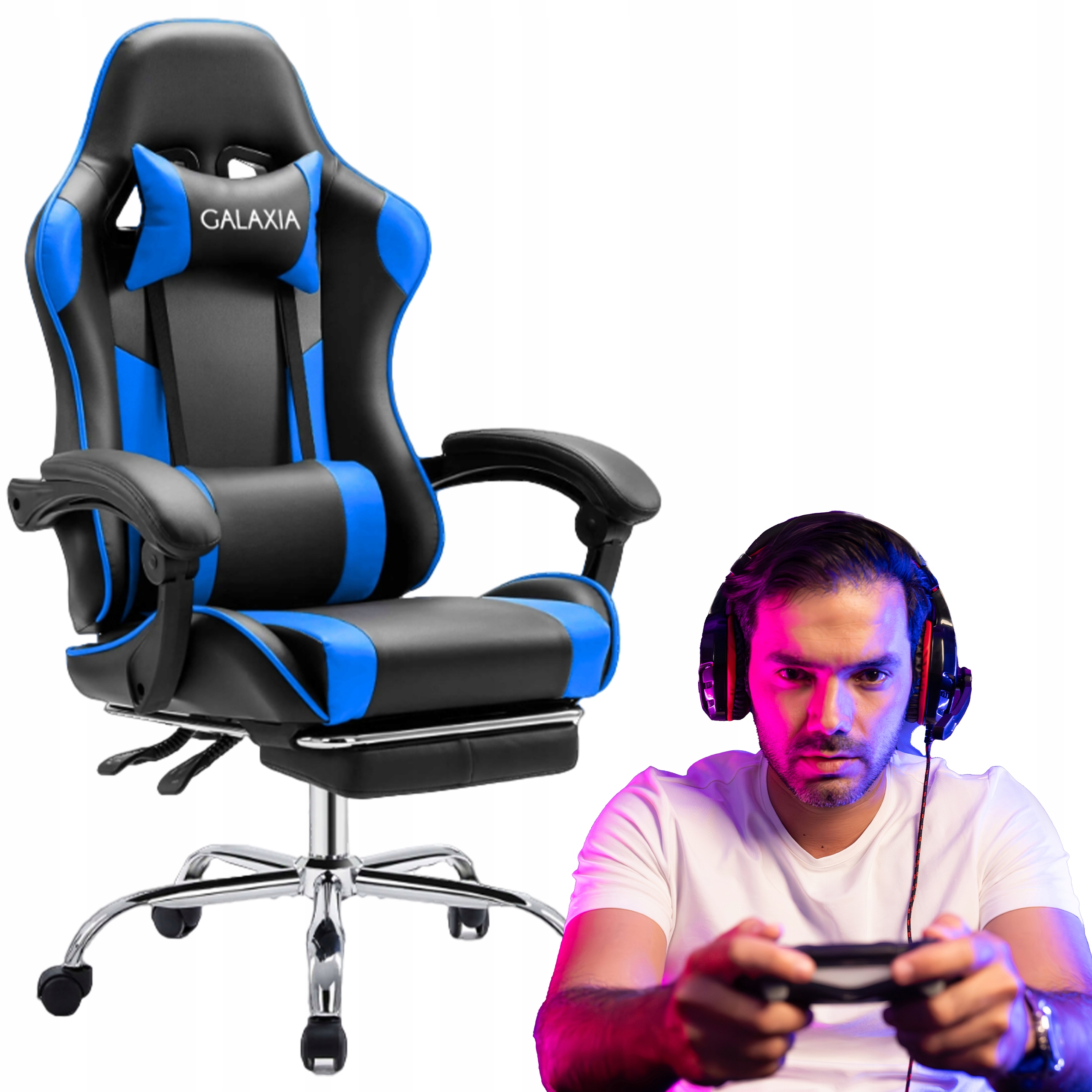 Herná stolička pre hráčov, kancelárska otočná počítačová stolička s podnožkou