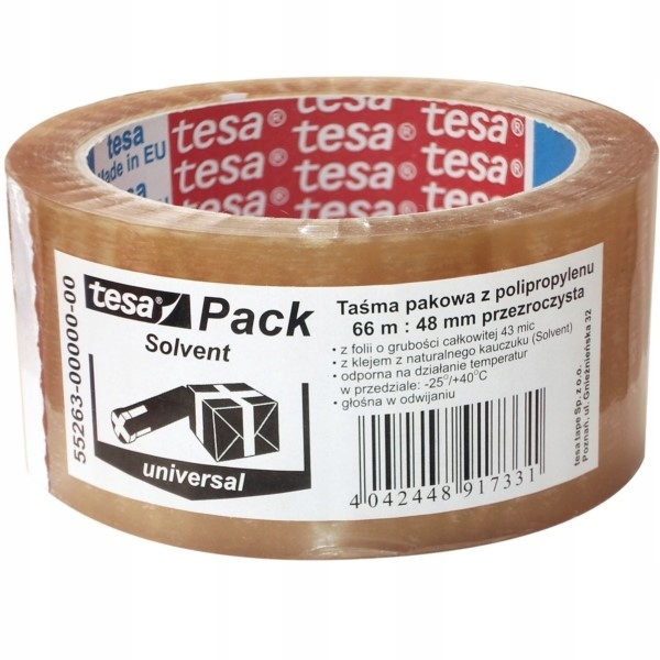 

Taśma Pakowa 48x66m Solvent Tesapack Transparenta