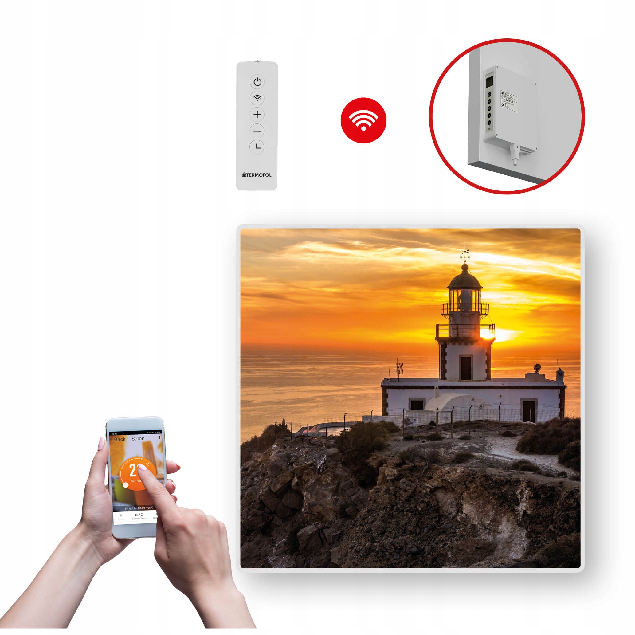 Dekoračný infračervený Ohrievací Panel s výkonom 350 W a Wifi