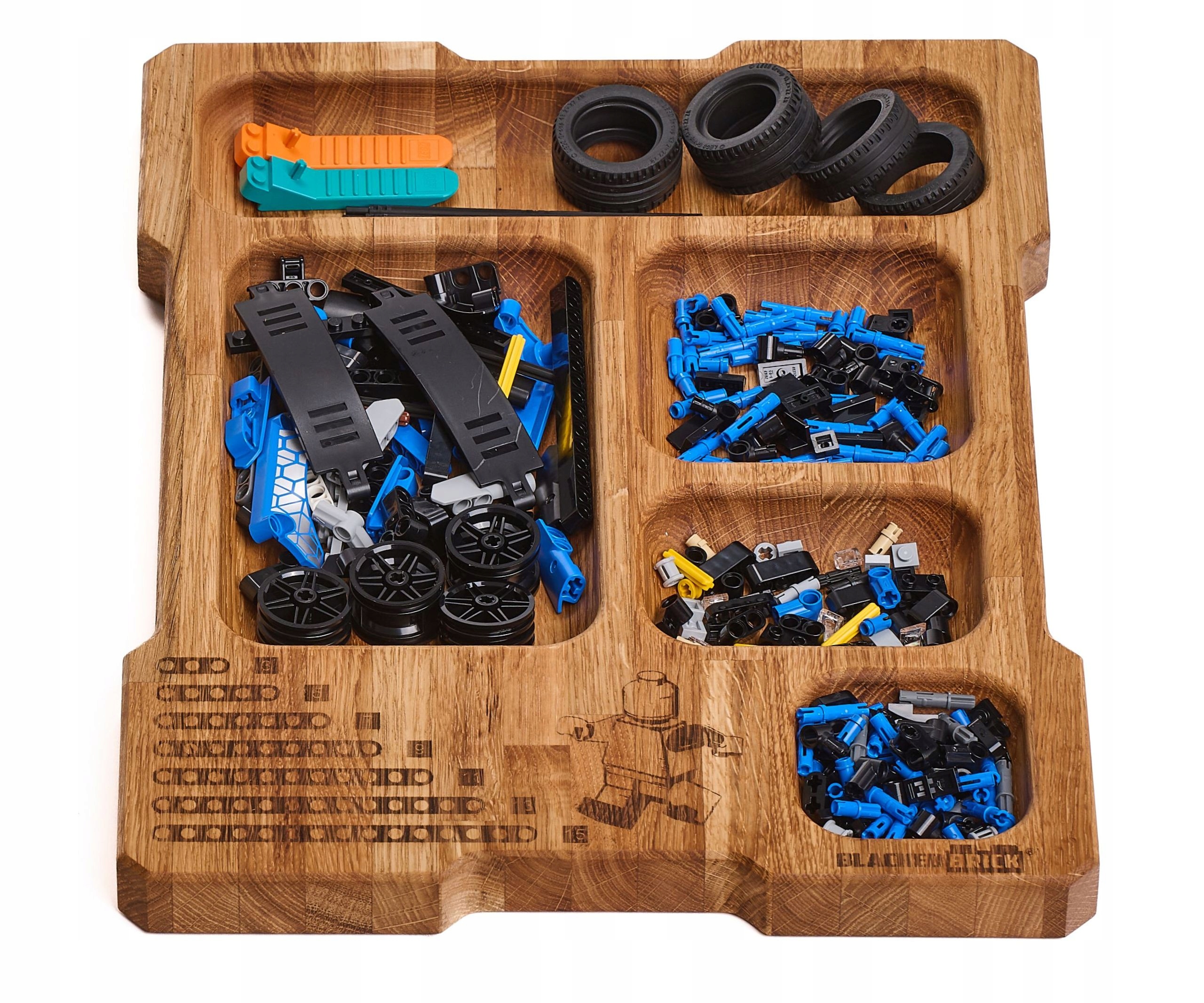 Dubový ľavý Organizér Blacked Brick na skladanie kociek Lego