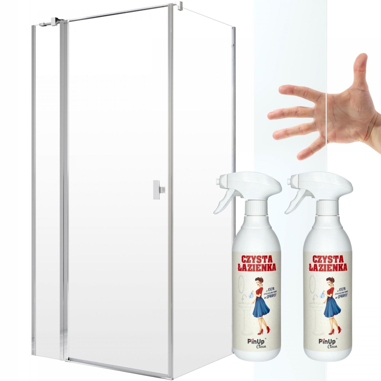 Kabina prysznicowa prysznic 90x100 L szkło czyste pianka czyszcząca PinUp