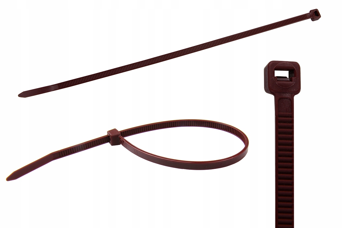 TAŚMA KABLOWA ZACISKOWA opaski zaciskowe kablowe 3,6x200mm 200 szt BRĄZOWA Marka Rolmarket