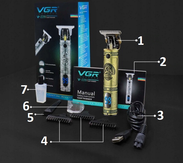 PROFESJONALNA MASZYNKA DO STRZYŻENIA GOLENIA WŁOSÓW TRYMER MĘSKI VGR 7w1 Stan opakowania oryginalne