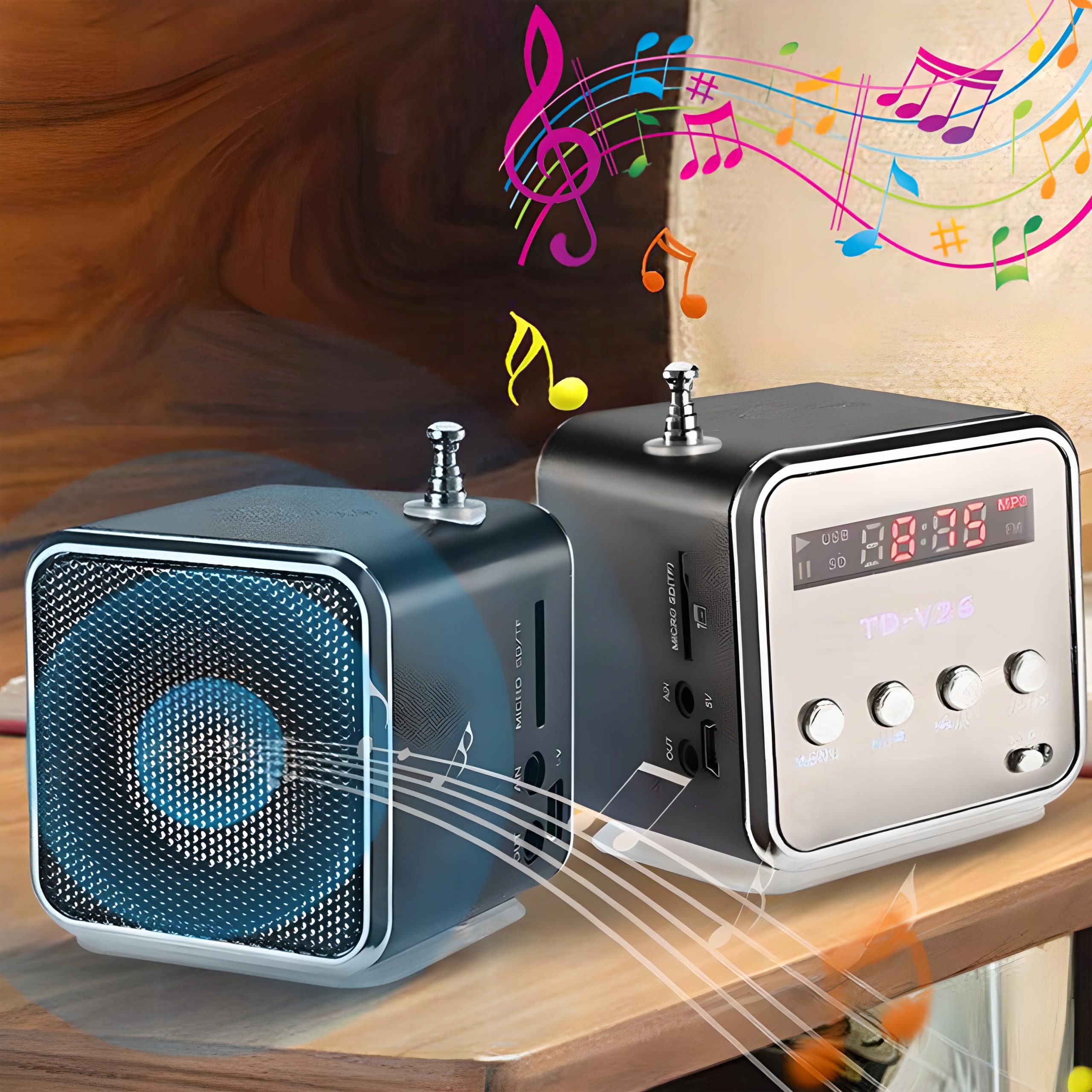 GŁOŚNIK BEZPRZEWODOWY PRZENOŚNY MINI RADIO KUCHENNE FM LED Model TD-V26