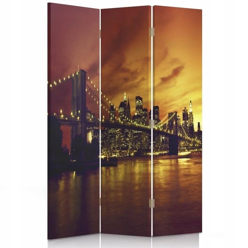 Obojstranný otočný paraván Brooklyn Bridge a Manhattan pri západe slnka