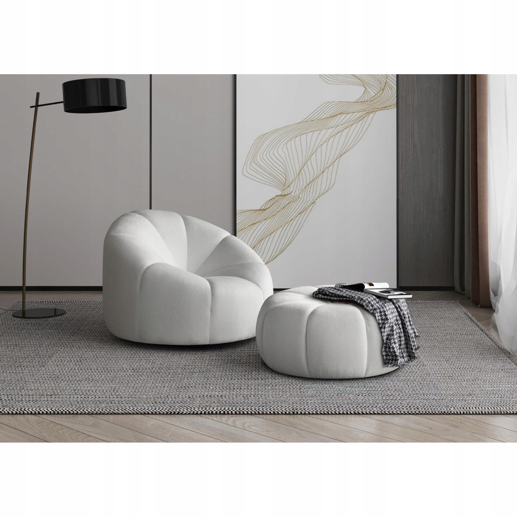 Otočné křeslo Radius do obývacího pokoje Pohodlné Čalouněné Klasický Velur Bílý