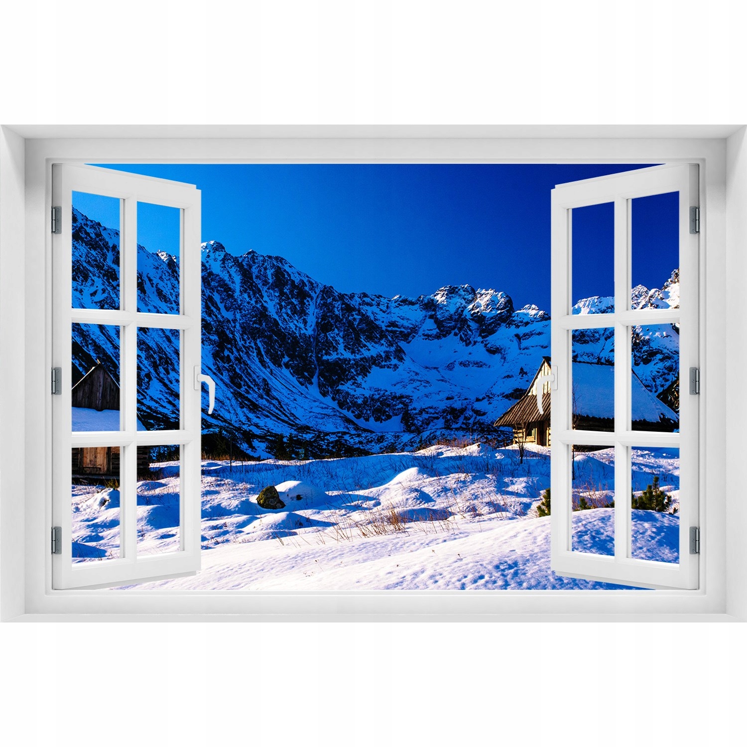 

3D Okno Naklejka na ścianę Domy w Tatrach 120x80