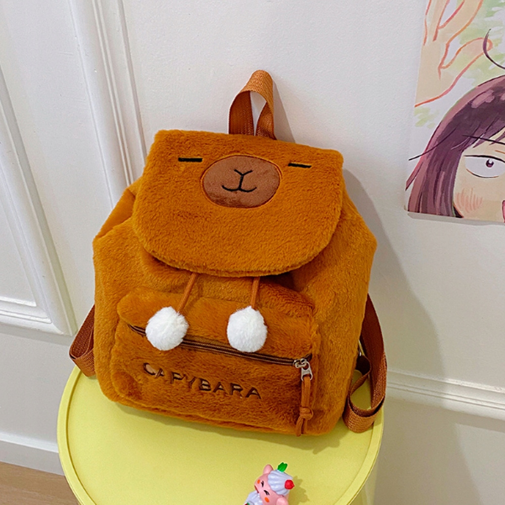 PLECACZEK PLECAK PLUSZOWY KAPIBARA MIĘKKI PLUSZOWA TORBA BRĄZOWY KAPIBARA Wiek dziecka 18 m +