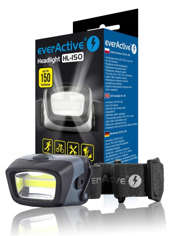 Everactive Latarka czołowa diodowa 150 lumenów HL150