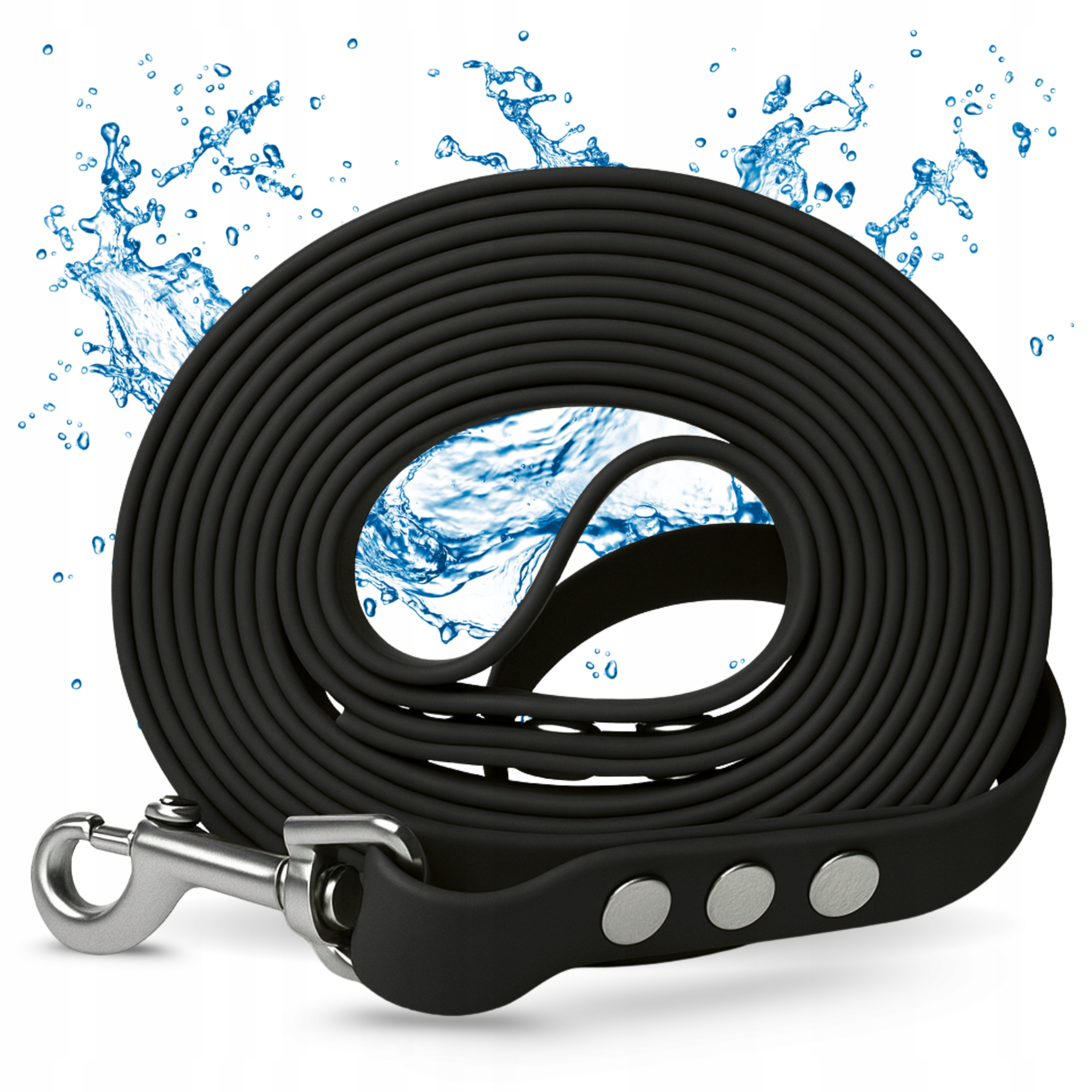 Levně Vodítko pro malého velkého psa 15 m Vodotěsné Silné Dlouhé Krátké Černé