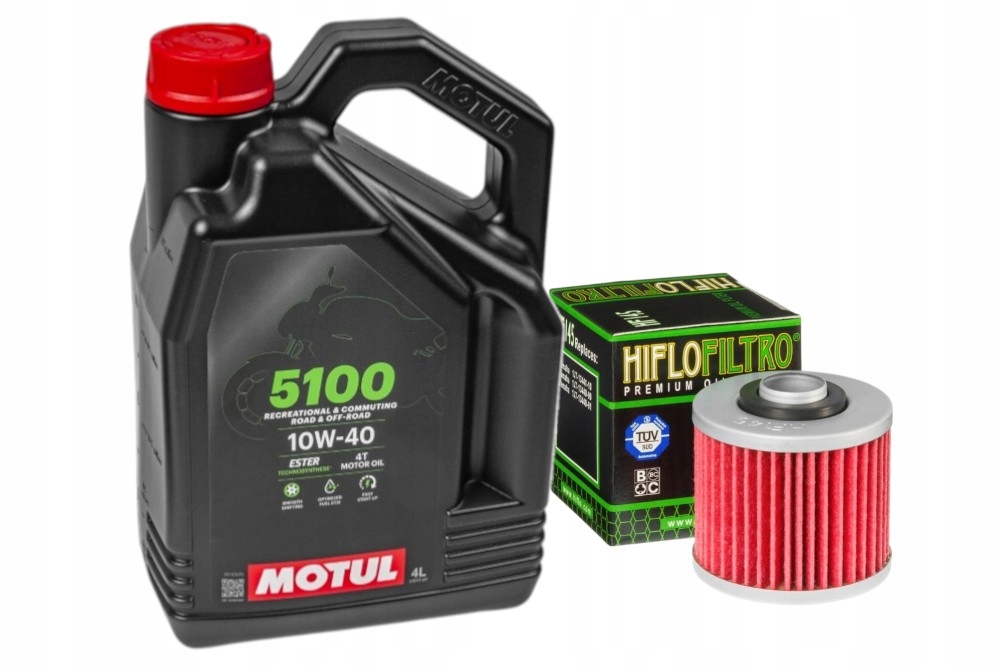 Sada, olejový filter HF145 motorový olej Motul 5100 4T 10W40 4 litrov