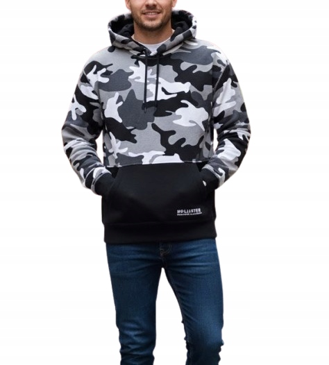 mikina s kapucí Abercrombie Hollister XL klokanka maskáčový camo