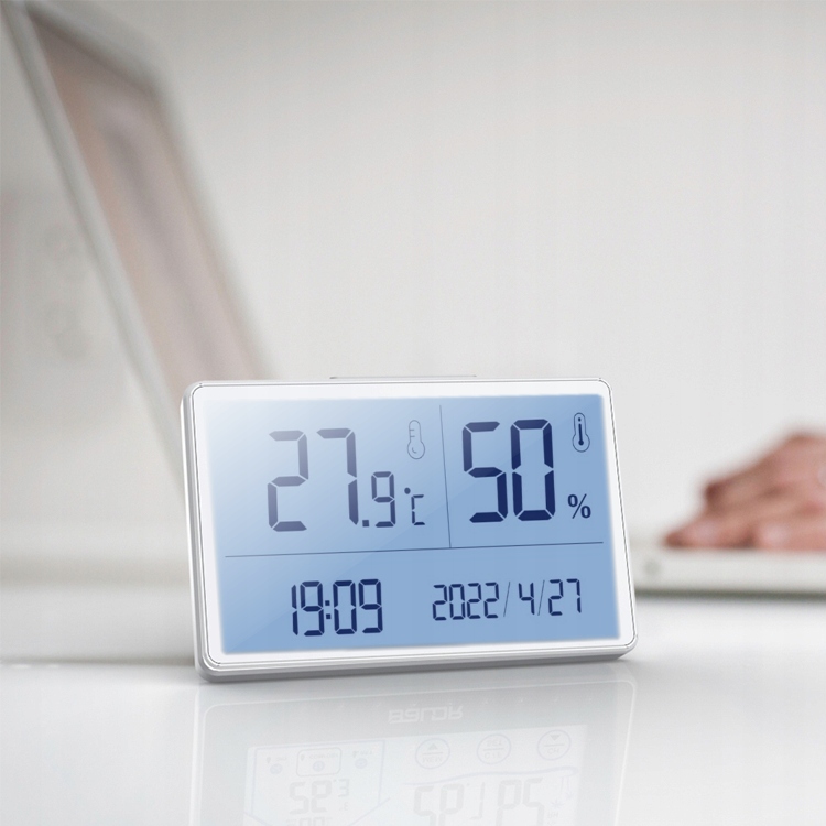 TERMOHIGROMETR POKOJOWY GODZINA CZAS DATA TEMPERATURA WILGOTNOŚĆ POWIETRZA Model GM1372