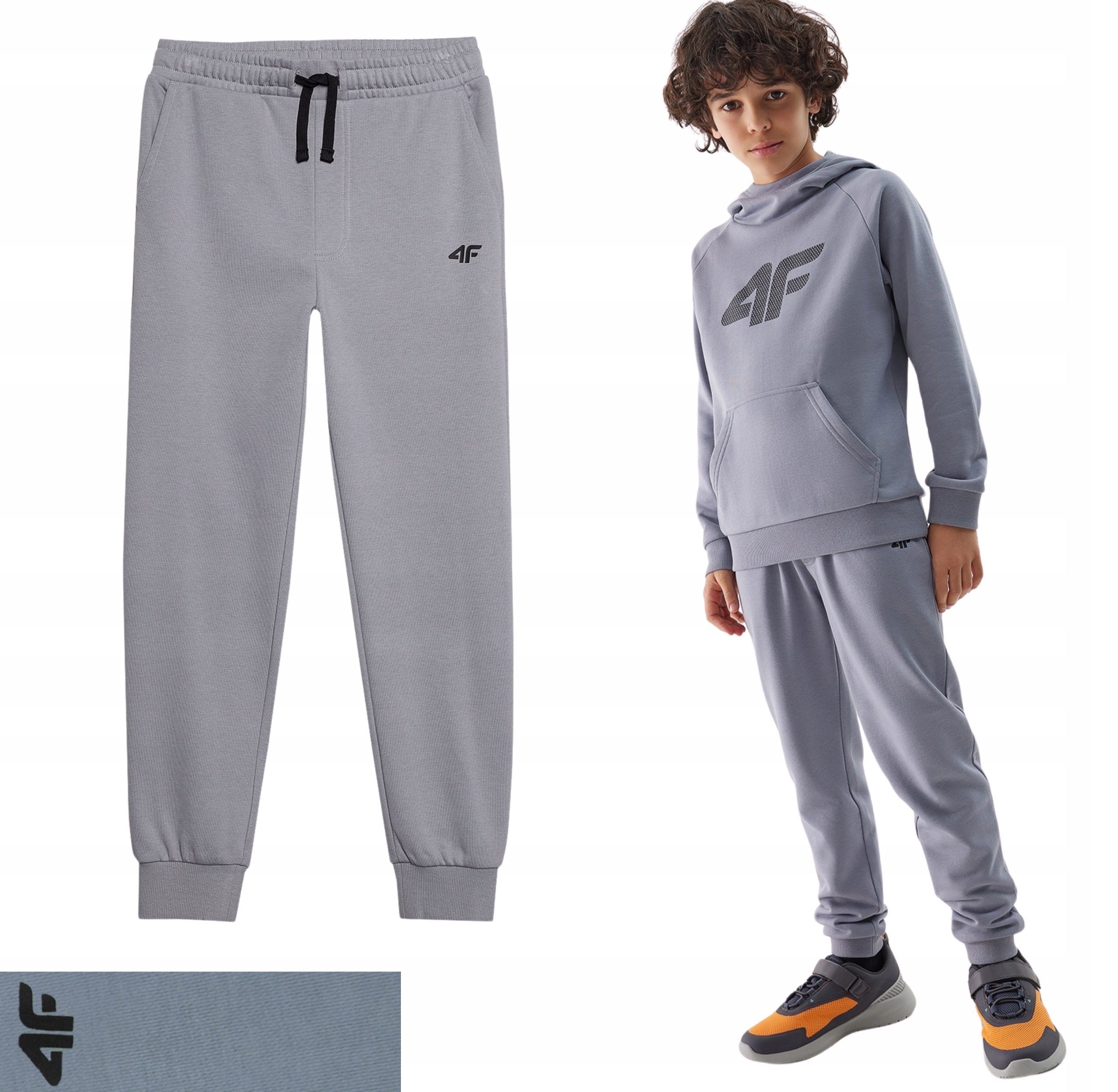 SPODNIE 4F CHŁOPIĘCE DRESOWE JOGGERY - JASNO NIEBIESKIE r. 152