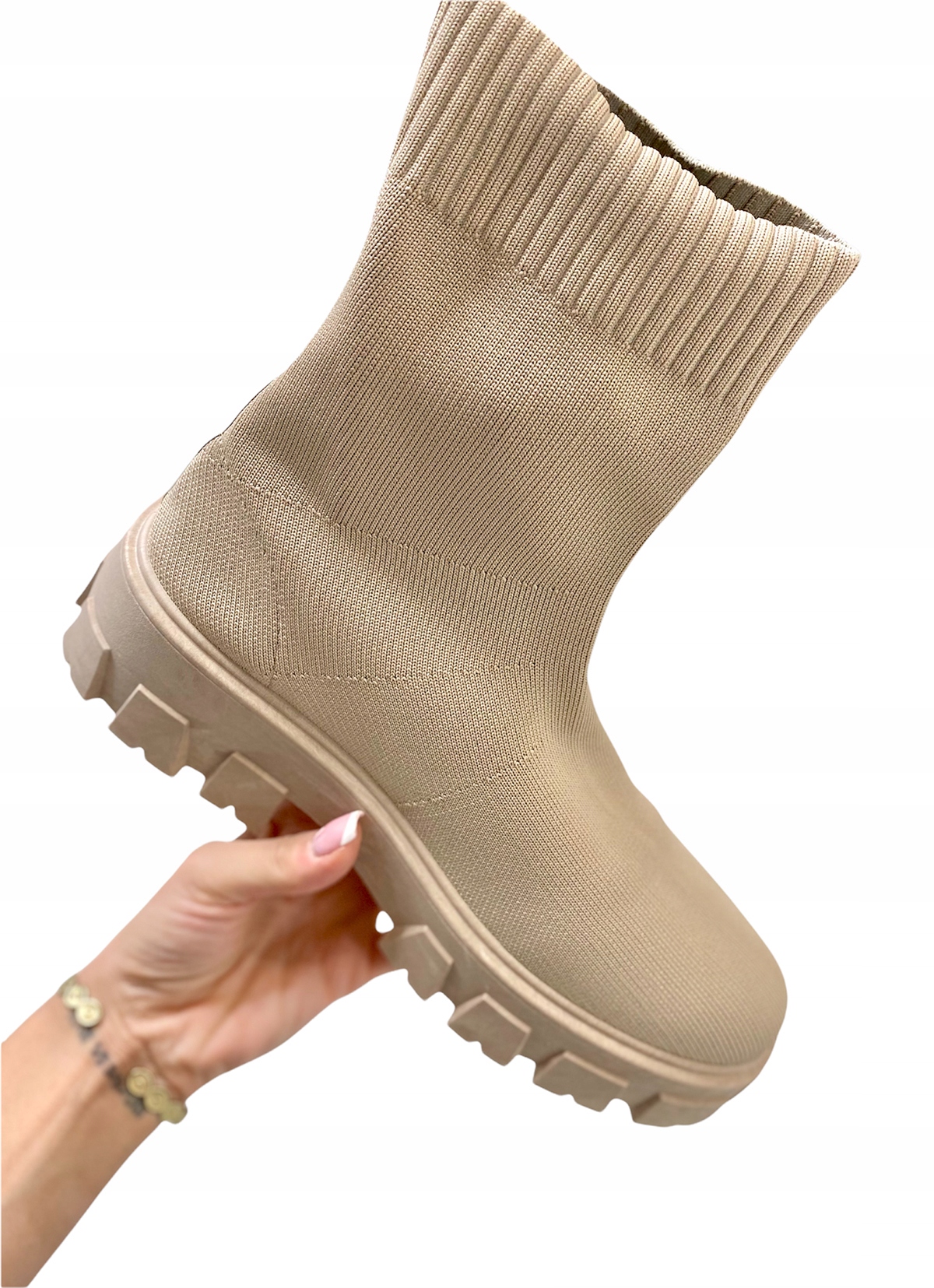 BOTKI TRAPERY DUSTIN SKARPETKOWE SNEAKERSY 40 beż Rozmiar 40