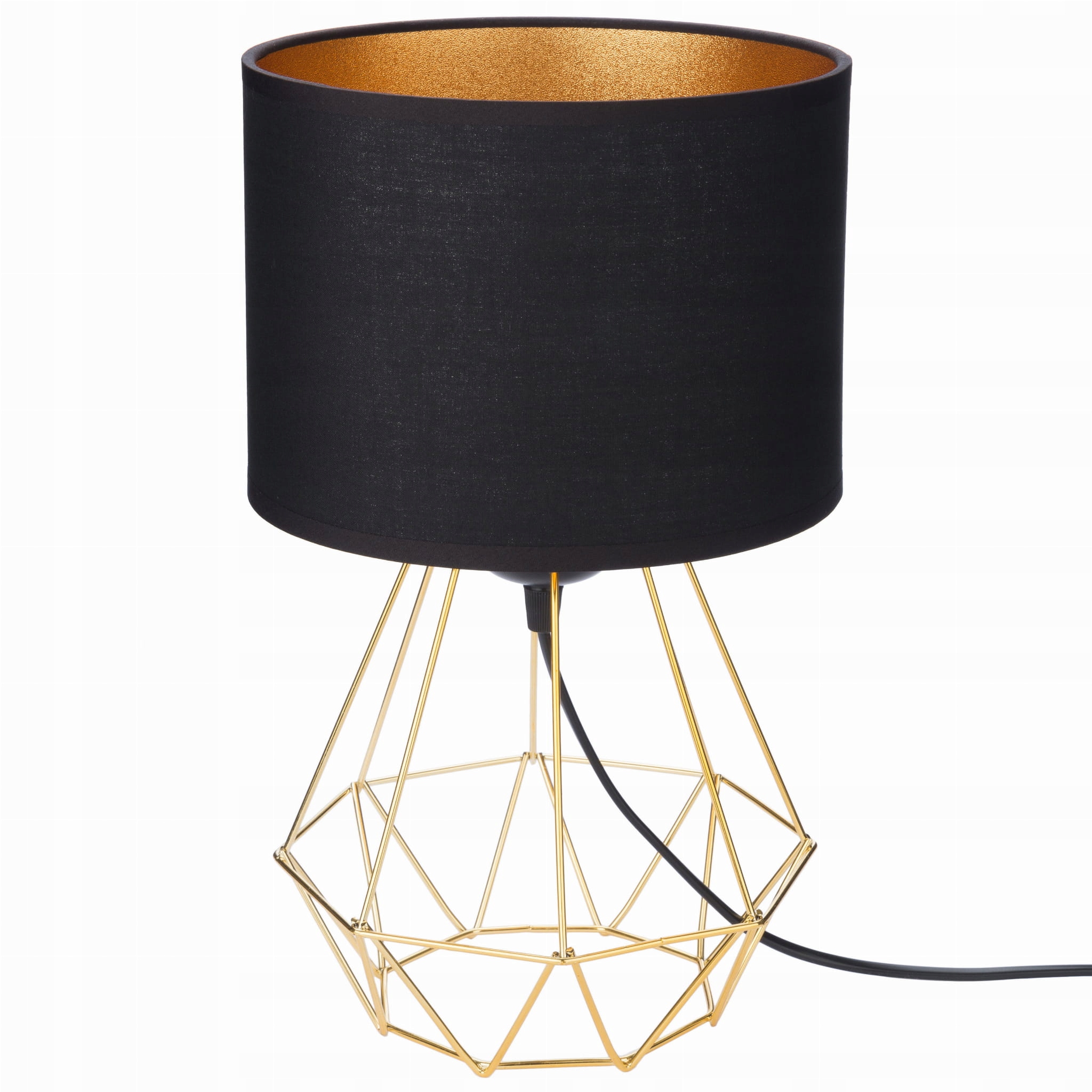 Lampka nocna złoty stelaż czarny abażur Oro