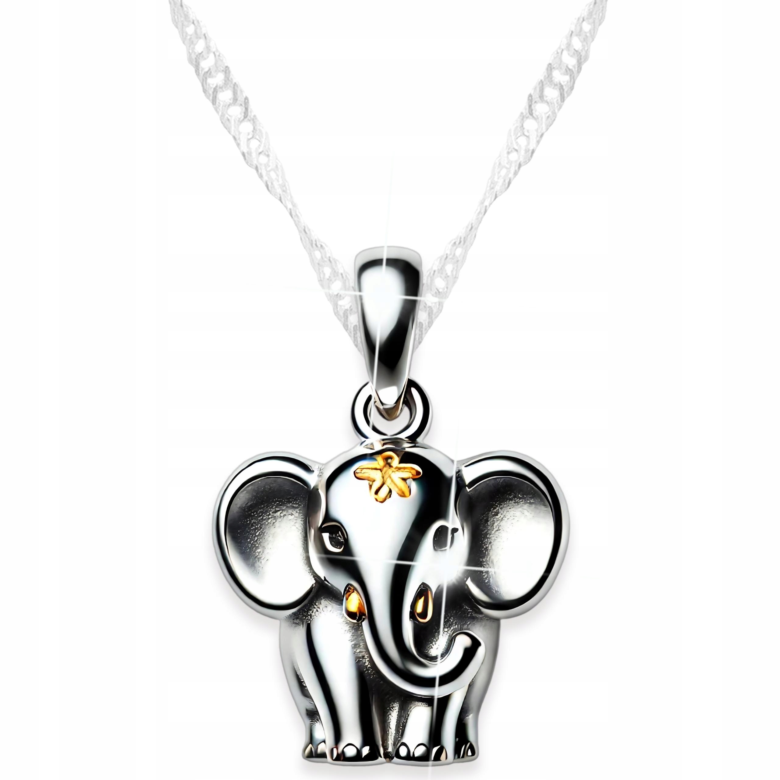 Stříbrný náhrdelník Závěsný slon Slon pro štěstí Milý mazlíček Stříbro 925