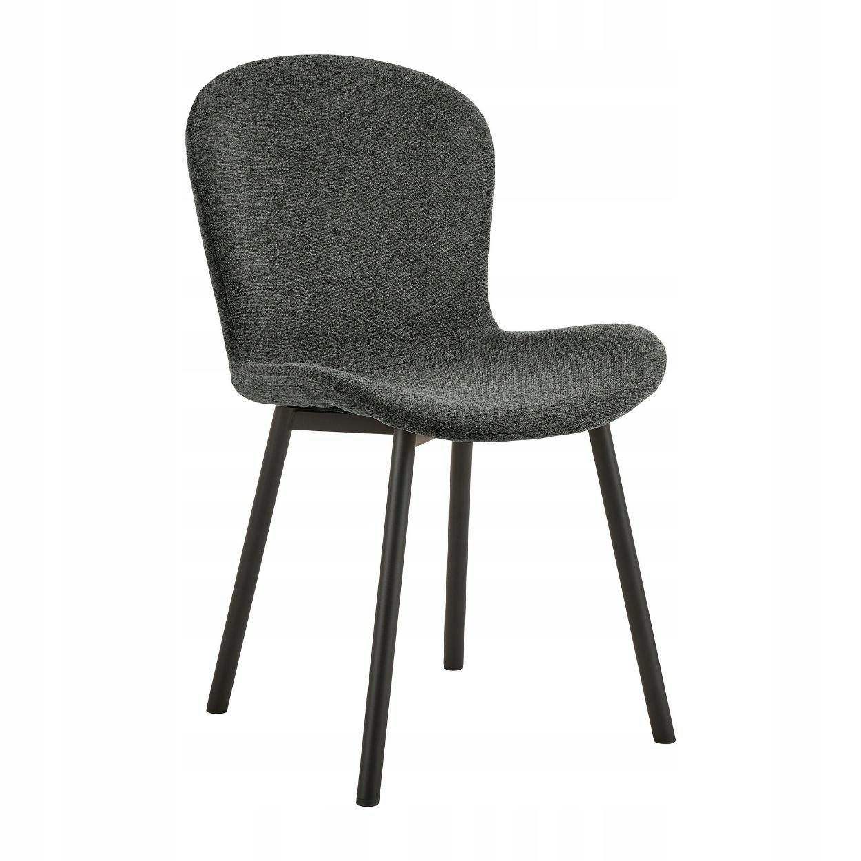 Tmavosivá čalúnená Stolička do obývačky s opierkou, čierne oceľové nohy