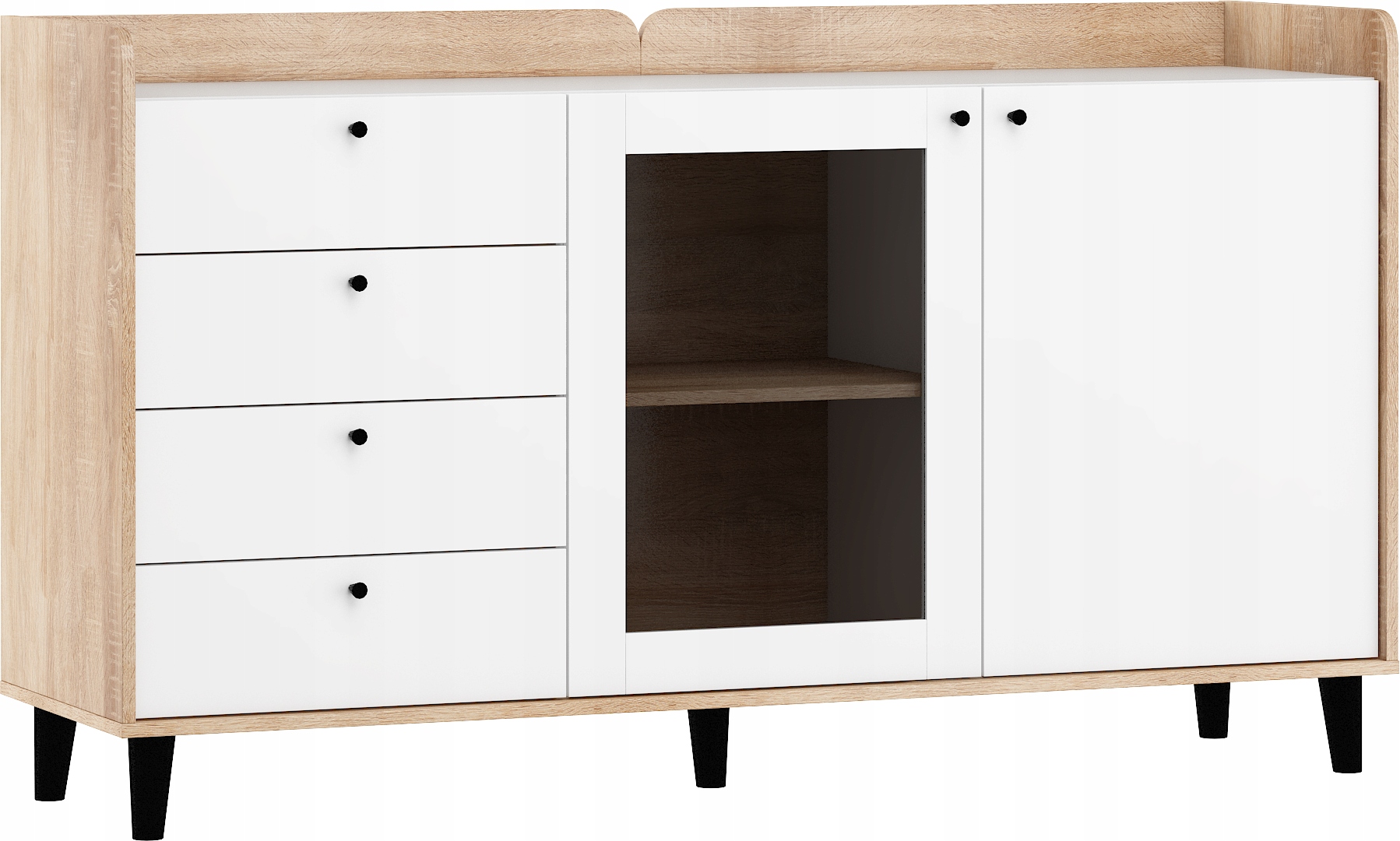 Komoda Dolce DOL-04 1D4SW sonoma bílý lesk