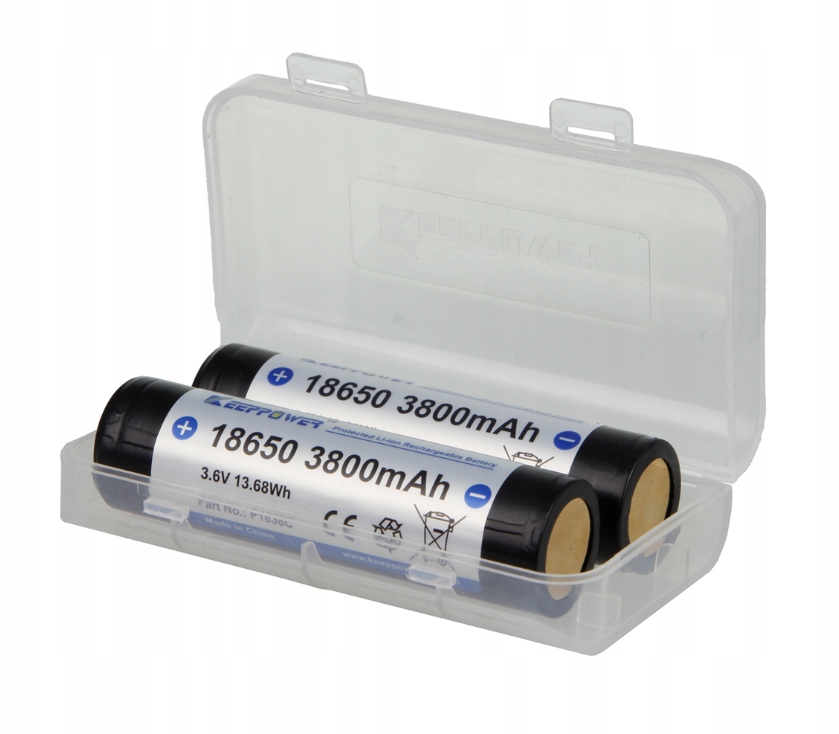 2 x KeepPower nabíjecí baterie ICR18650 380PCM 3800 mAH Li-ION P1838C v nádobě