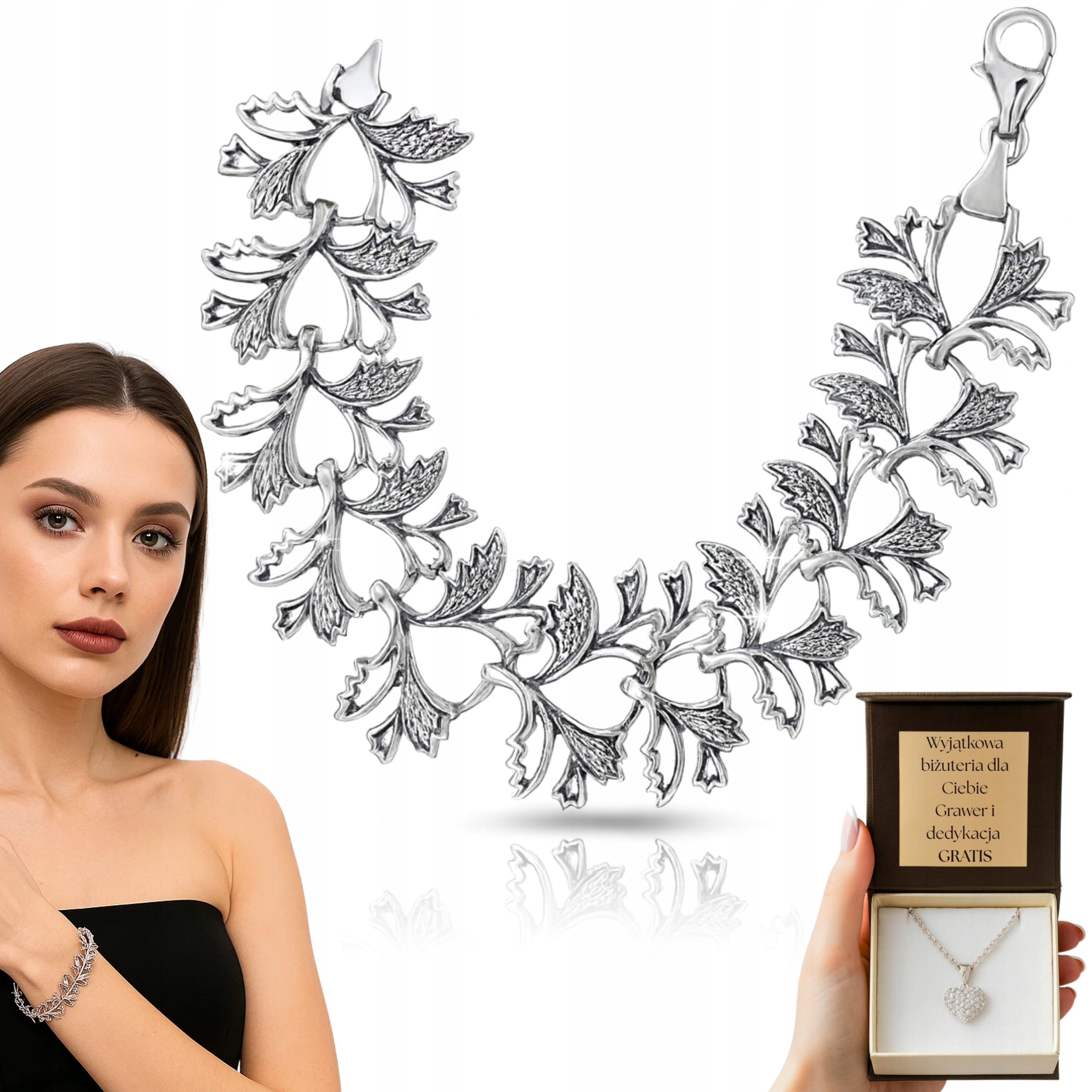 Dámský stříbrný náramek, velký, Stříbro 33g, široký, Elegantní