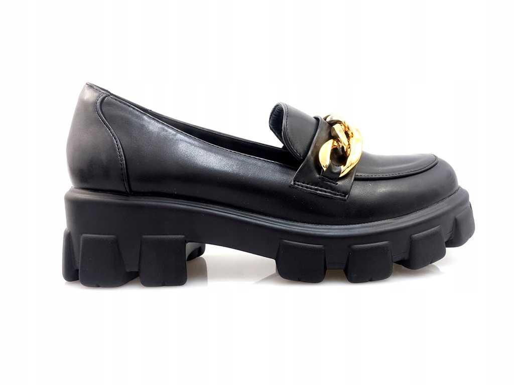 DAMSKIE CZARNE MOKASYNY Z KLAMRĄ Z EKOSKÓRY 39 Marka inna