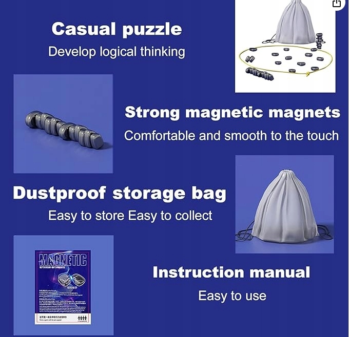 Kamienie Magnetyczne Gra Rodzinna Strategiczna w Szachy Magnetic Magnesy Czas rozgrywki Do 1 godziny