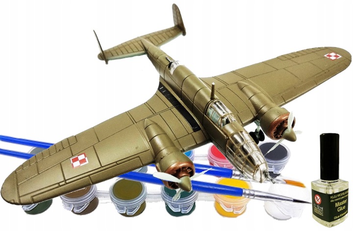 

Samolot Do Sklejania PZL-37B Łoś II Farby Klej
