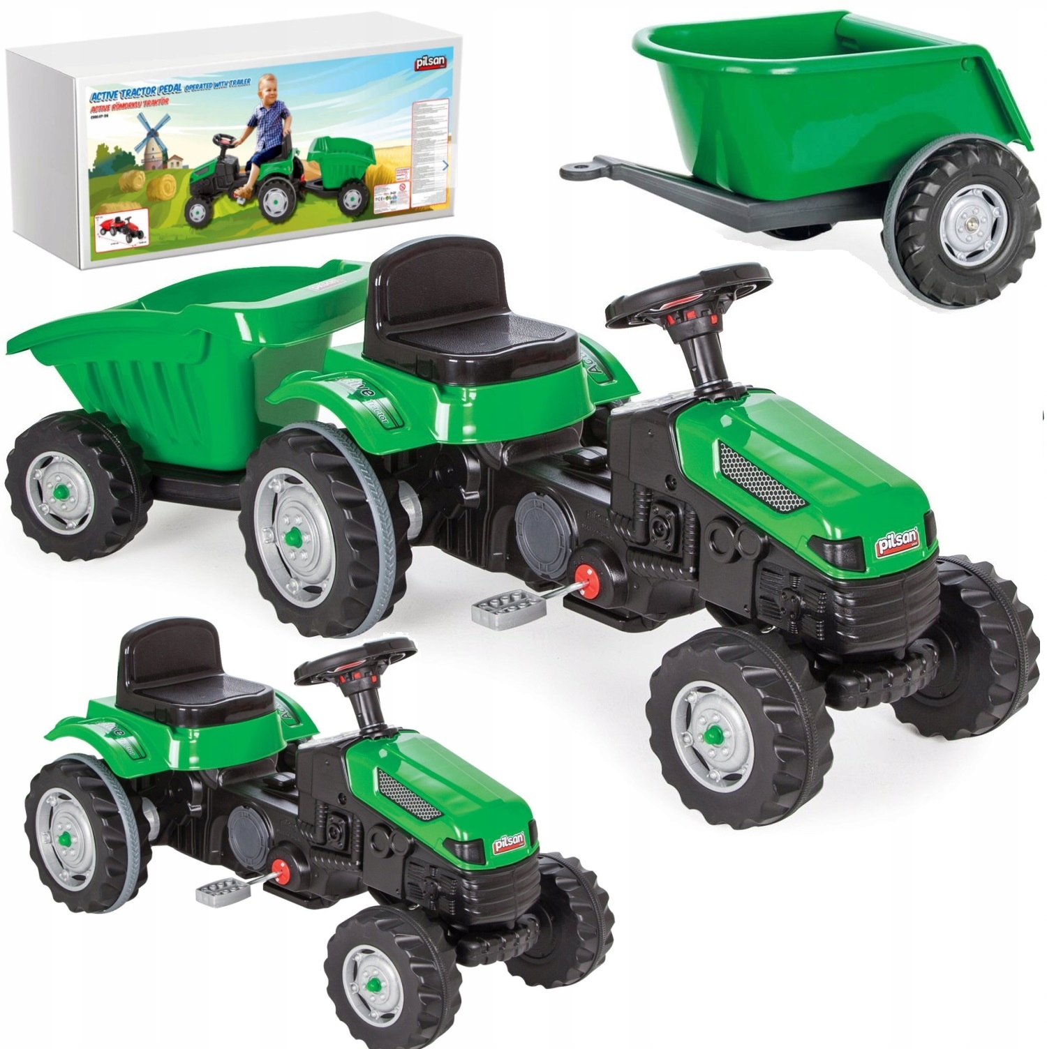 

Ogromny Traktor Na Pedały Z PRZYCZEPĄ143cm Pilsan