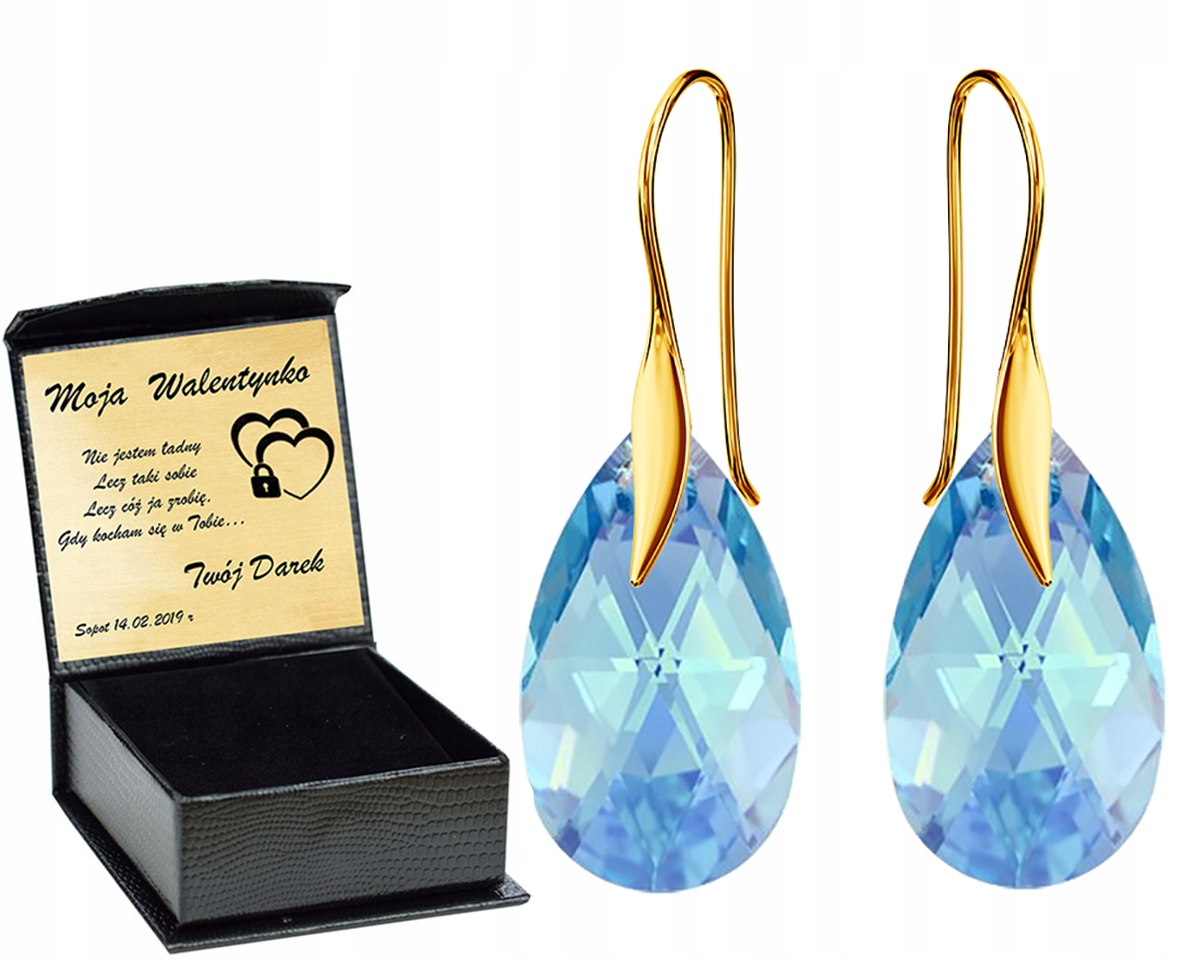 

Złote Kolczyki Almond Style Hook Swarovski Grawer