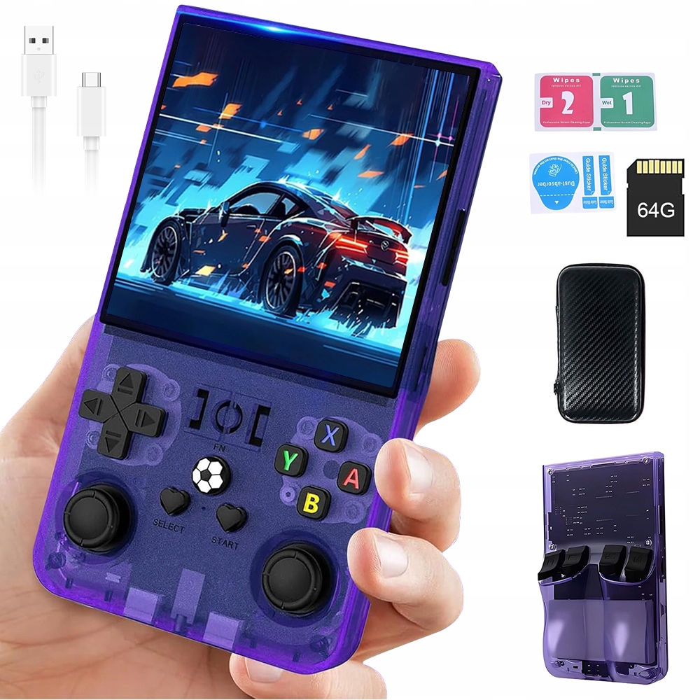 18000 gier w 1 Fioletowa Przenośna Mini Konsola -4'' ekranem Ips