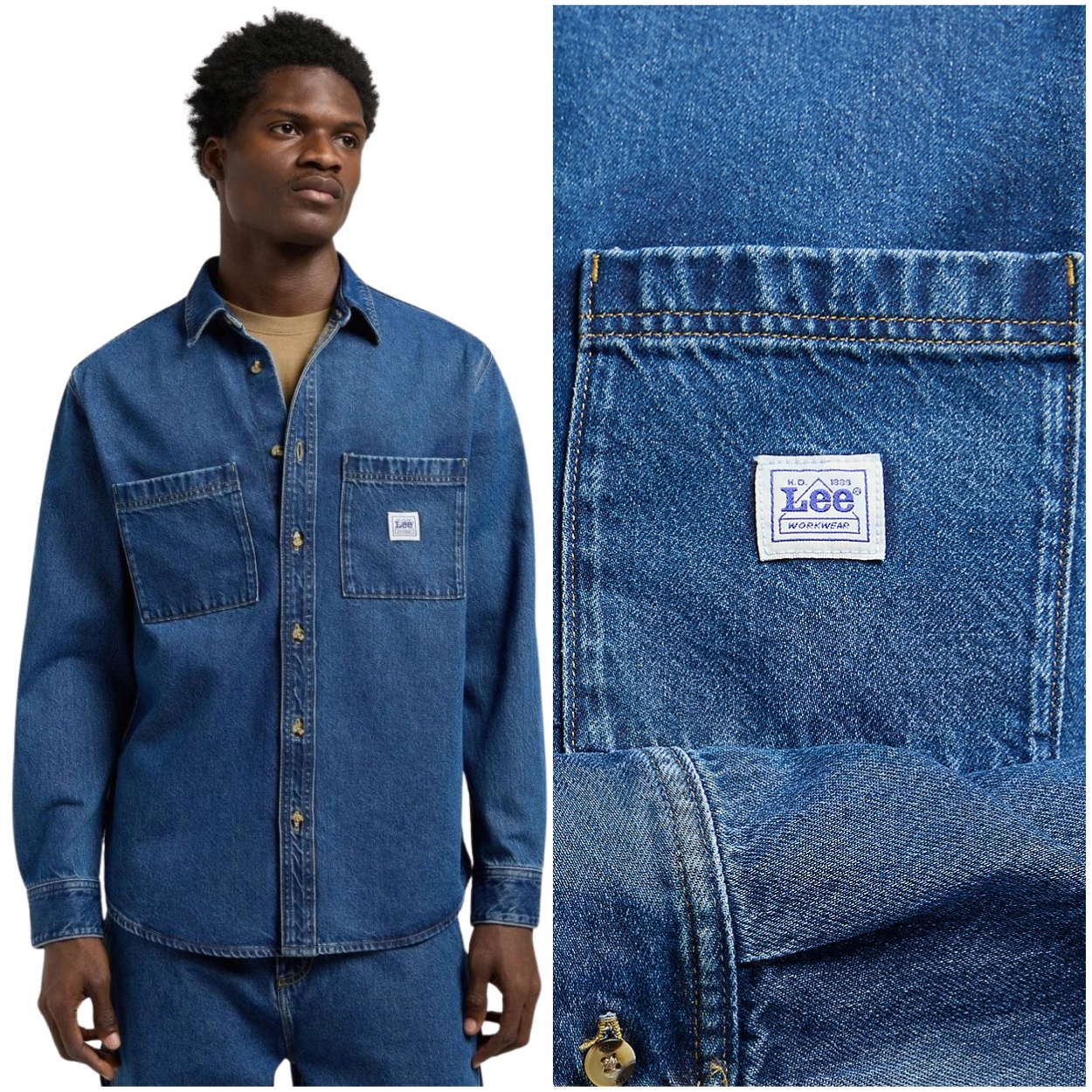 Lee Workwear Shirt 2.0 Turn Tables volná pánská džínová košile L