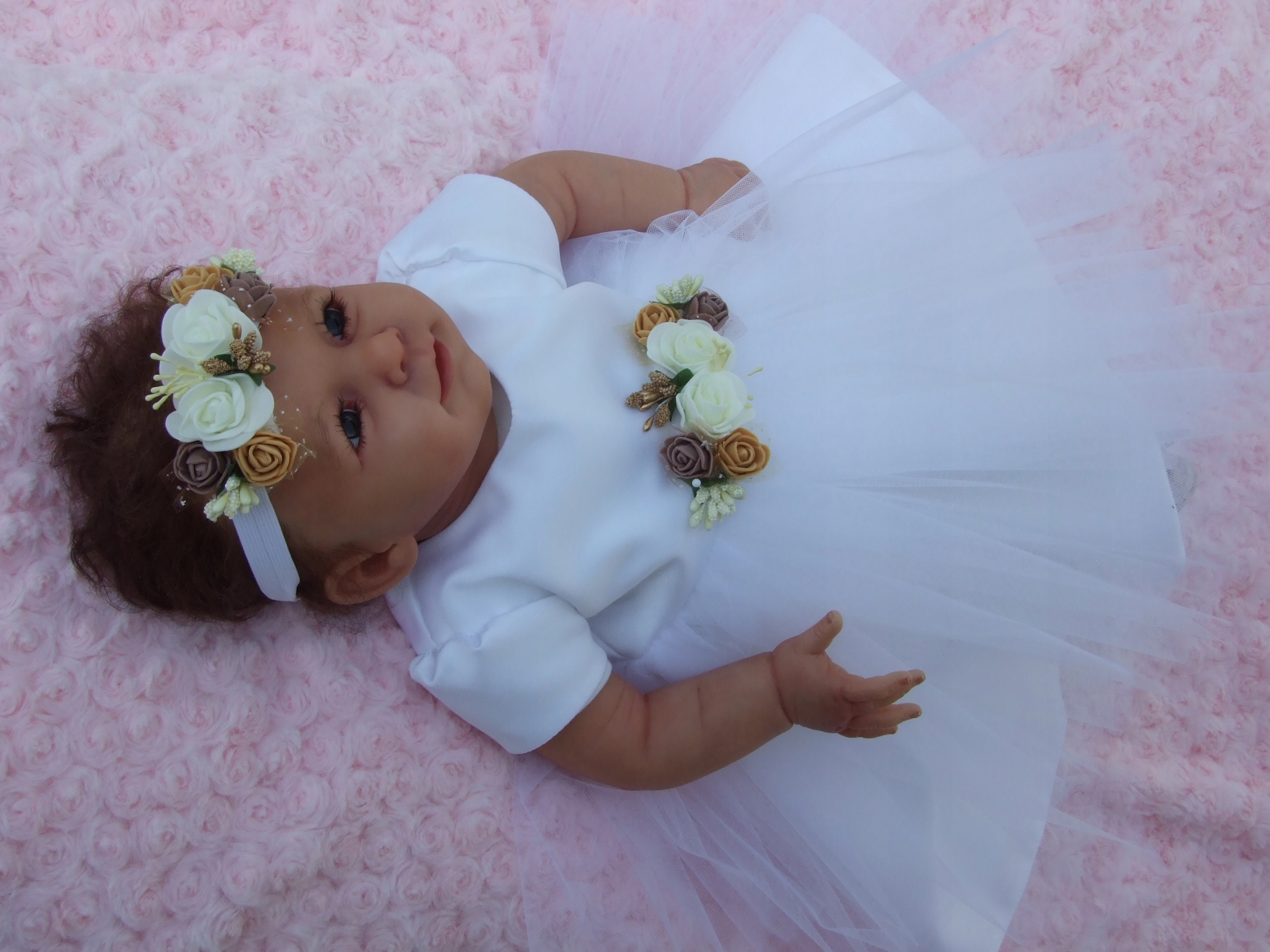 Modna Sukieneczka do chrztu *HIT LATA* 80r Długość sukienki 43 cm